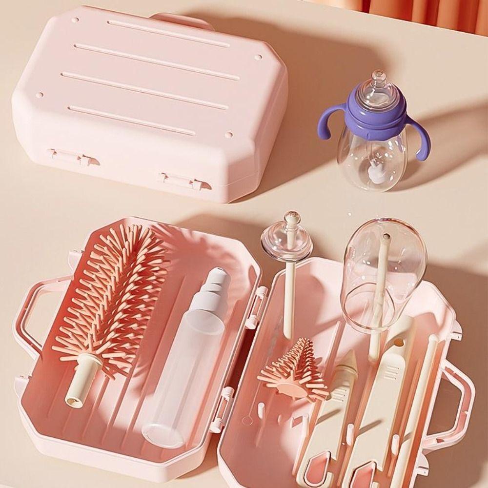 Easy To Clean Bottle Scrubber Silicone Bottle Drying Rack Bottle Brush Set  Cleaning Tool Set