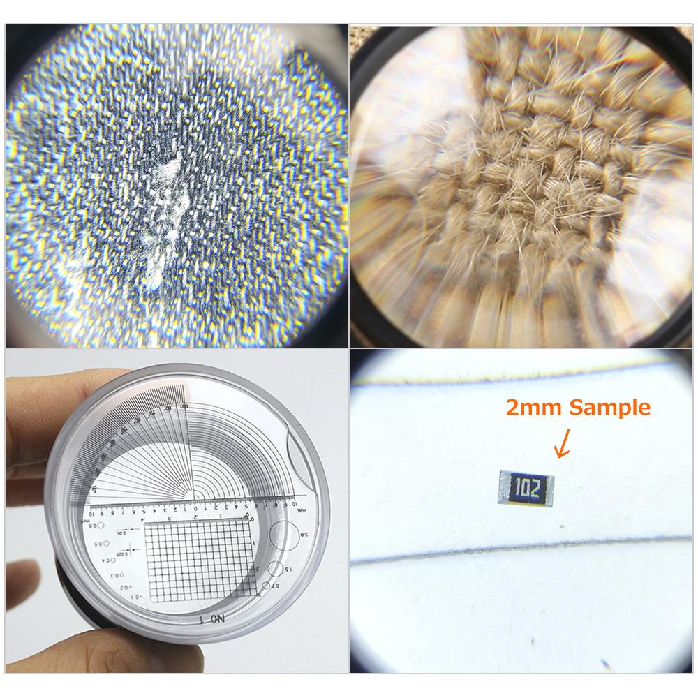 30X LED Scale Loupe Illuminated Magnifier with 6 White 3 UV Lights Rechargeable Magnifying Glass Interchangeable Reticle Scale for PCB Jewelry   St