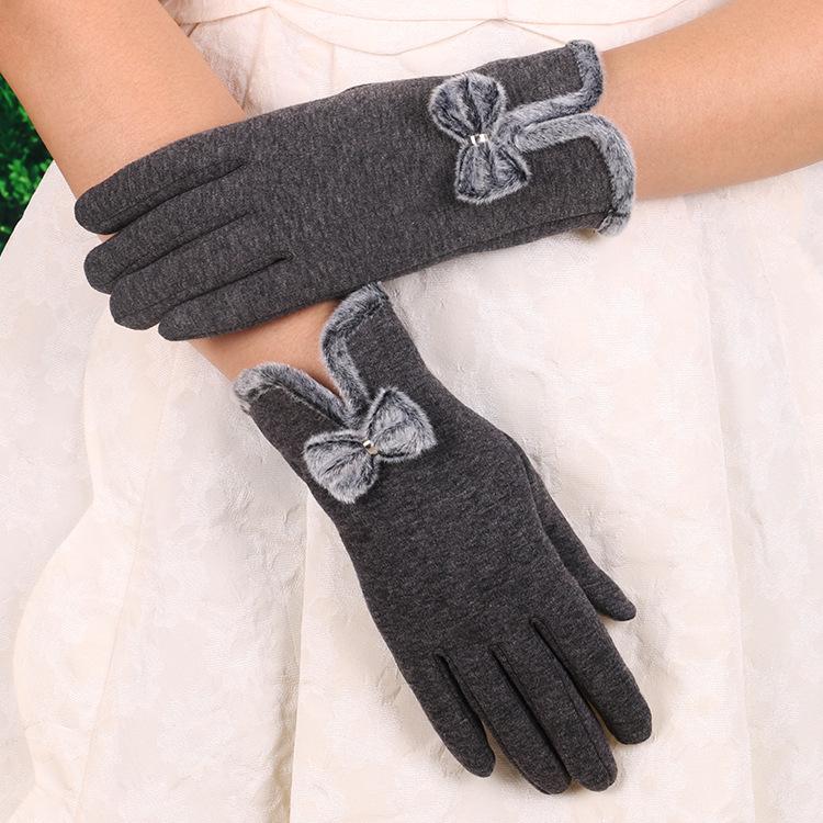 Damen Touchscreen Schleifenhandschuhe für Outdoor & Autofahren: Dicker Samt für Wärme