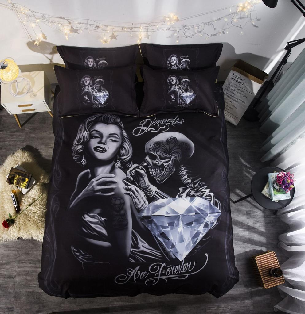 3D Digital Printing Quilt Set Three-Piece Skeleton