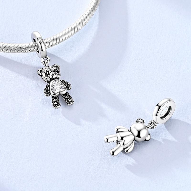 925 Sterling Silver Charms Bead CZ Zircon Sparking Panda Dangle Fit Original Bracelet DIY Women Jewelry GiftGood product