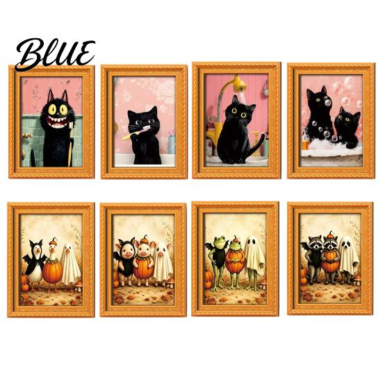 Retro Holz Fotorahmen Magnete Schwarze Katze Kühlschrankmagnet Saisonale Cartoon Küche Badezimmer Dekor Dekorativ Weichmagnetische Aufkleber Niedliches Thema