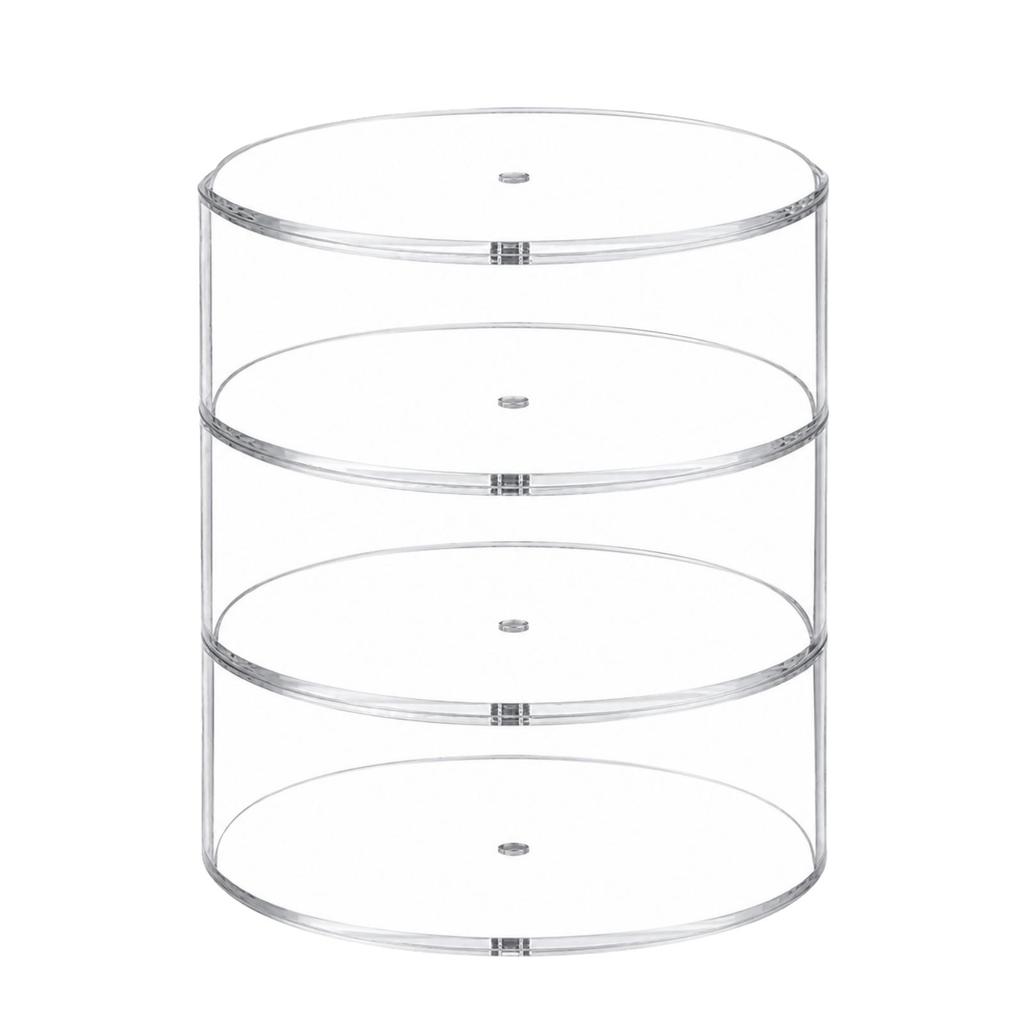 Clear Acrylic Cylindrical Organizer Compact Round Display Case with Internal Shelves