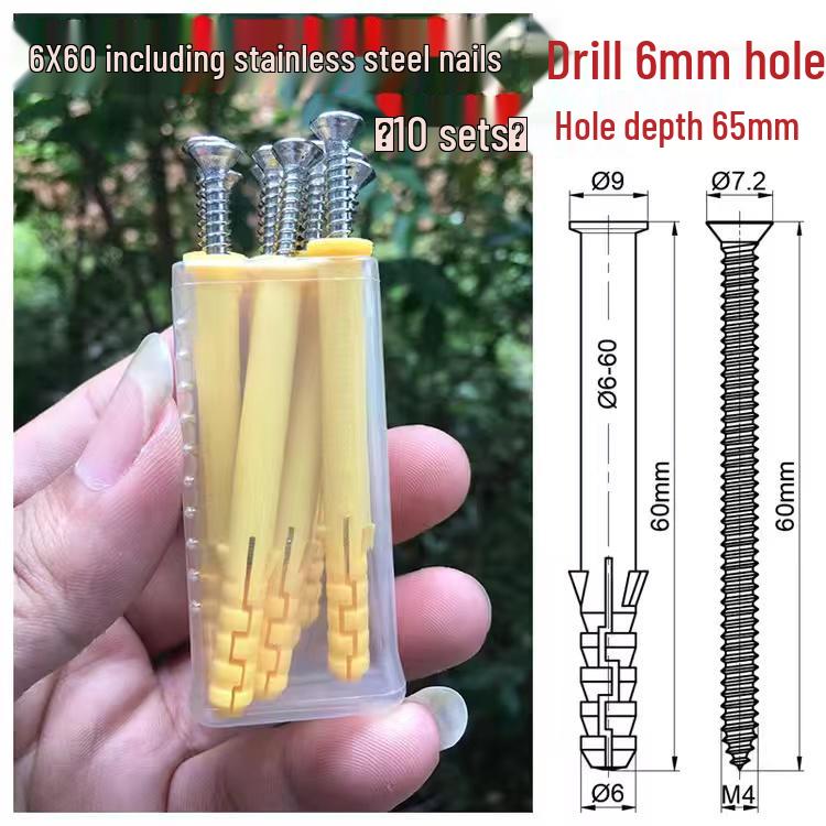 Home Use Mixed Pack: Yellow Plastic Expansion Tubes, Zinc Nails, Stainless Steel Screws