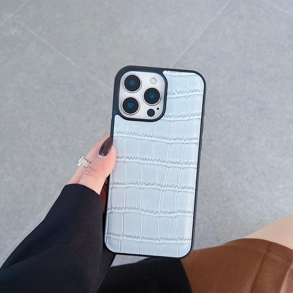 Crocodile Pattern Phone Case for Apple iPhone 16Promax-PU Leather PC Border Creative Shockproof Full Cover on iPhone