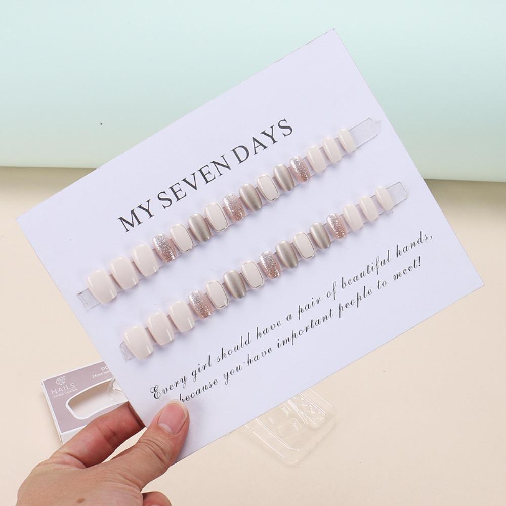 

Wearable Manicure French Fake Nails Square Head Nail Tips Waterproof False Nail Women