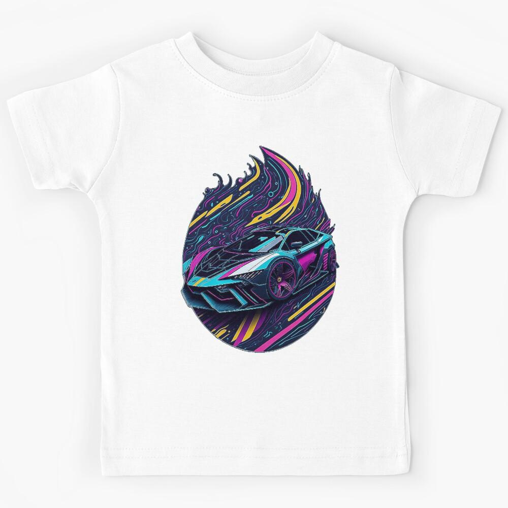Cyberpunk Dynamics: Futuristic Sports Car Kids T-Shirt 120