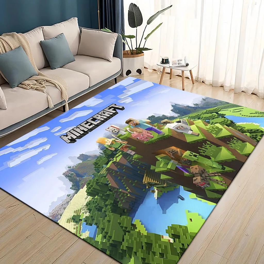 3D S-Sandbox Game  Cartoon Area Rug Large,Carpet Rug for Living Room Bedroom Sofa Doormat Decoration,kid Play Non-slip Floor Mat