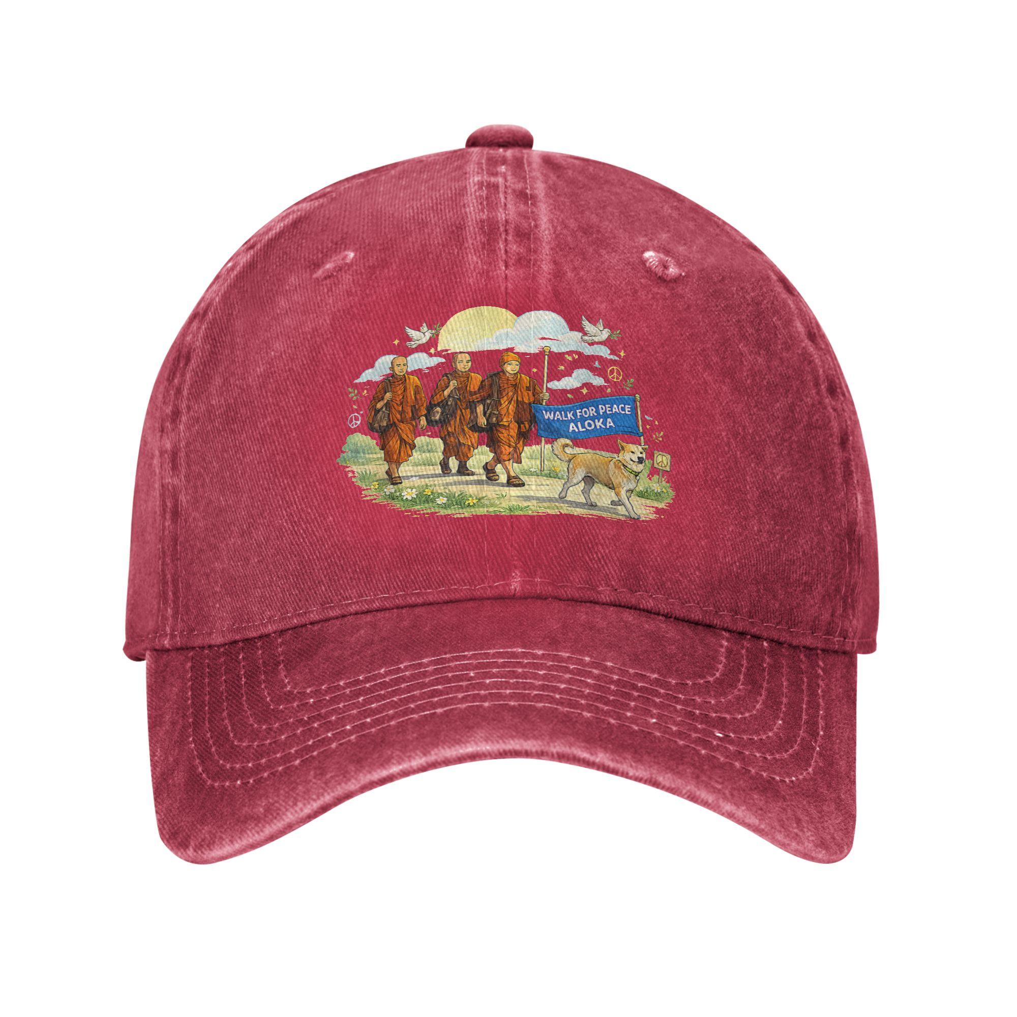 

Spring Peace Walking Monks Baseball Cap Sun SunProof Design Washed Hip Hop Hats UnisexTeens Streetwear Running Hippie Cap One Size