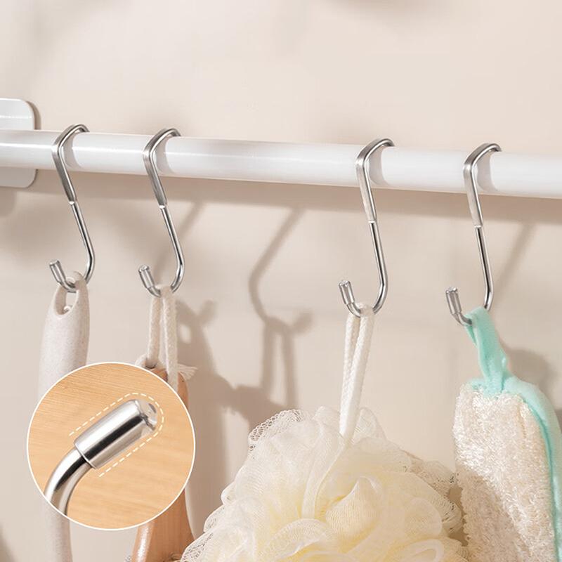 Hooks Door Hook S-Shaped Towel Bag Hook Stainless Steel Cabinet Hooks Kitchen Bathroom Cabinets Home Storage Organization Garden