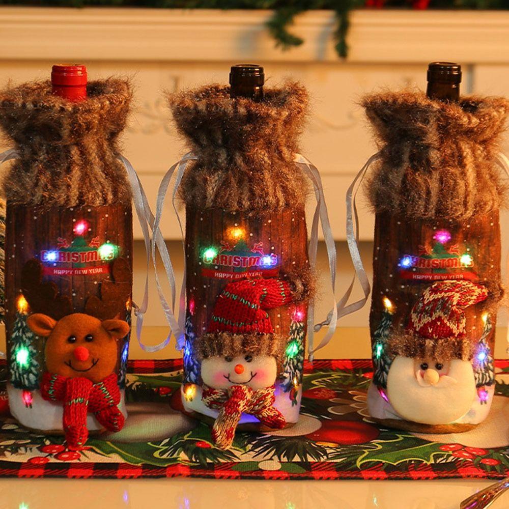 

Reusable Wine Bottle Pouch Flannelette Champagne Wine Bag Holiday Festival Decor