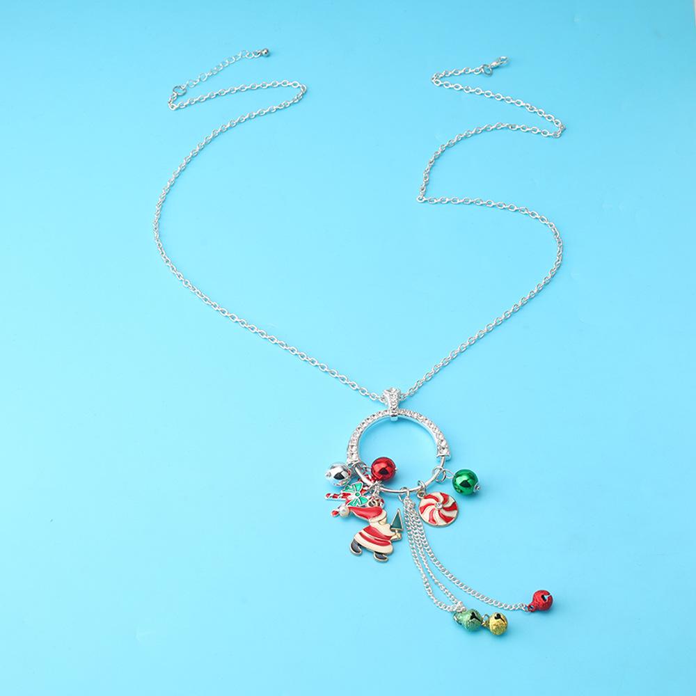 Christmas Santa Candy Bell Tassel Necklace, Creative Festive Clavicle Chain for Women