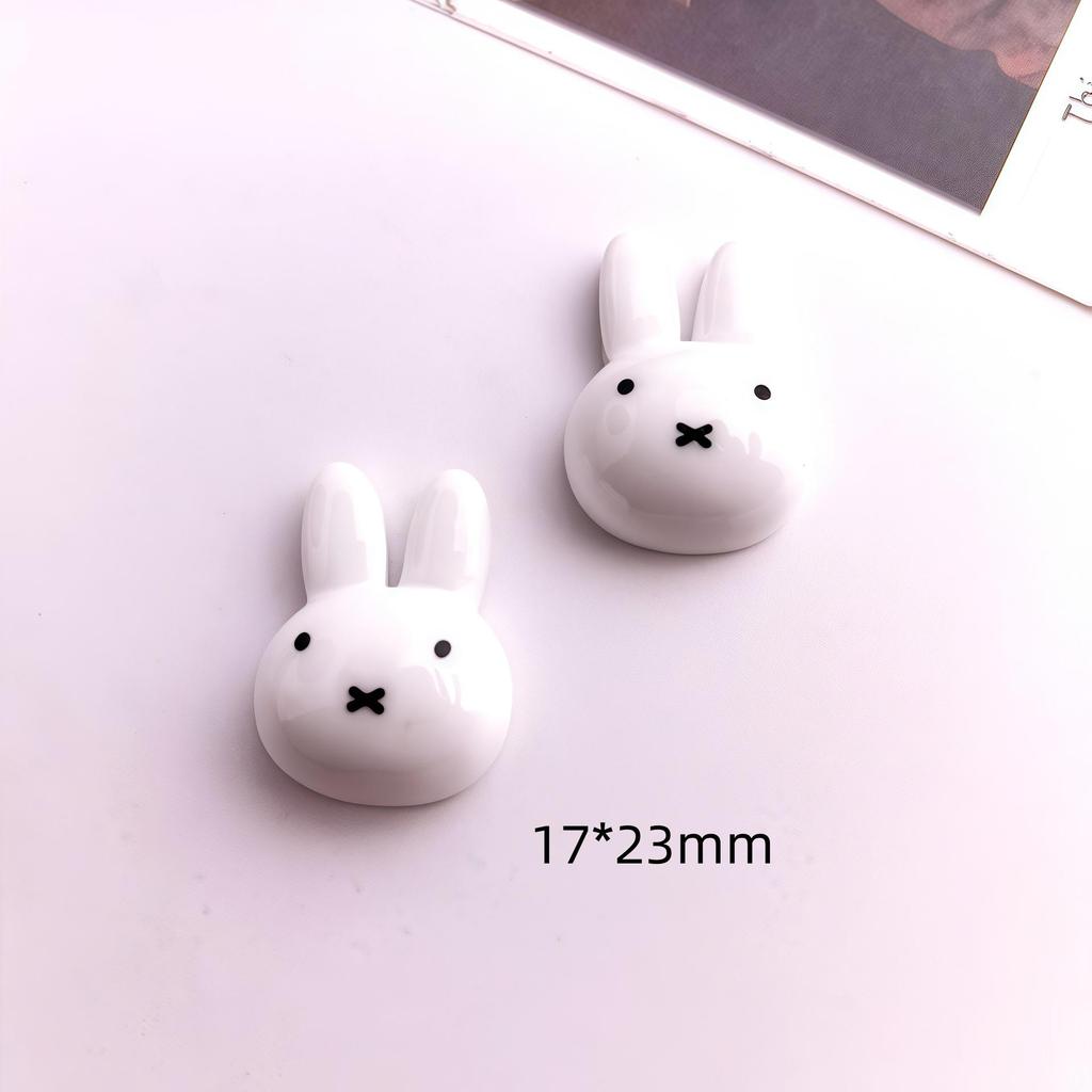 Glossy Cute Rabbit Resin Accessories for DIY Hair Clips, Phone Cases, Crocs, and Keys