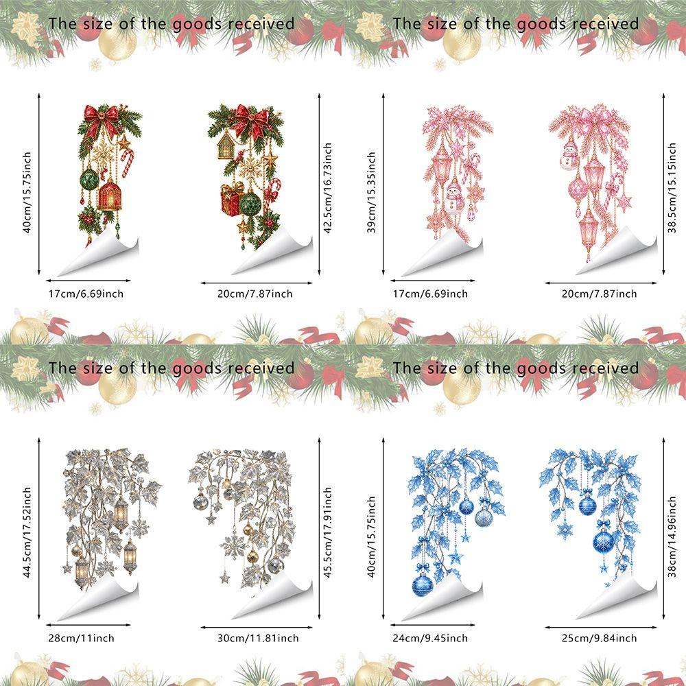 Multicolor Christmas Window Sticker Leaves Flower Vine Christmas Glass Stickers Party Supplies