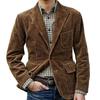 Long Sleeve Flap Pockets Single Breasted Men Jacket Autumn Winter Corduroy Lapel Office Suit Jacket