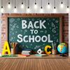 Welcome Back To School Photography Backdrop Black Chalkboard Globe Book First Day of School Homecoming Children Photo Background13
