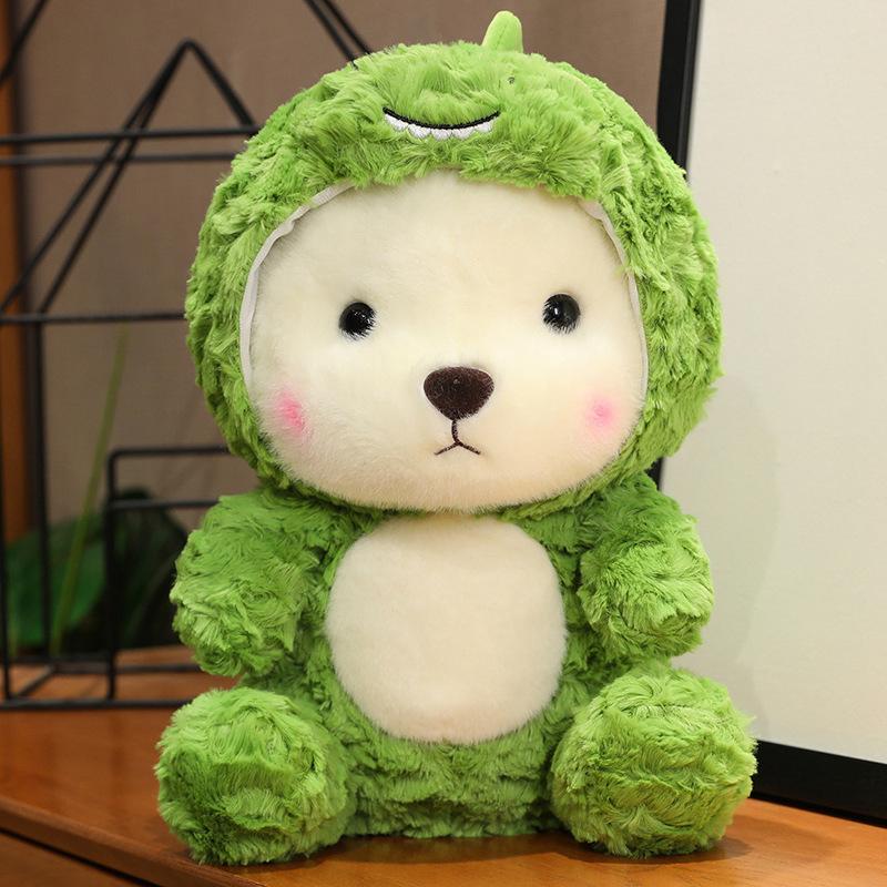 

White Transform Bear Dinosaur Frog Plush Toy Home Decoration Kids Gift Doll Dinosaur Bear,25cm/9.84in