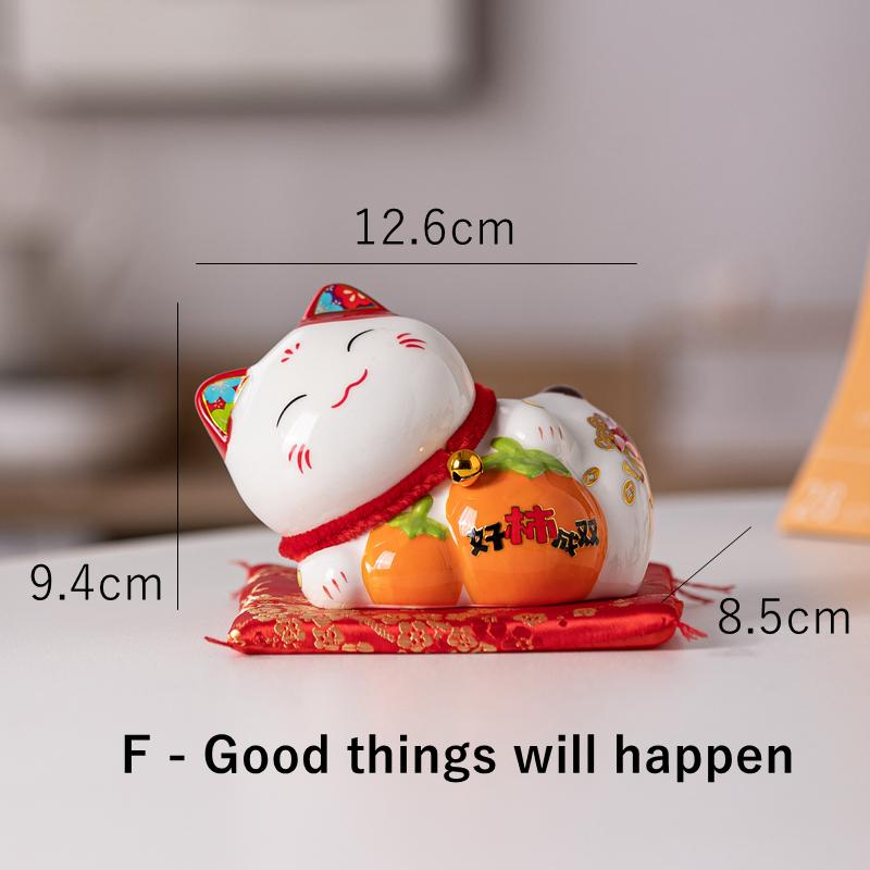

4,2-дюймовый керамический Манеки-нэко, центральный элемент, талисман, статуэтка, копилка, благословение, удача, кошка, украшение для дома, подарок