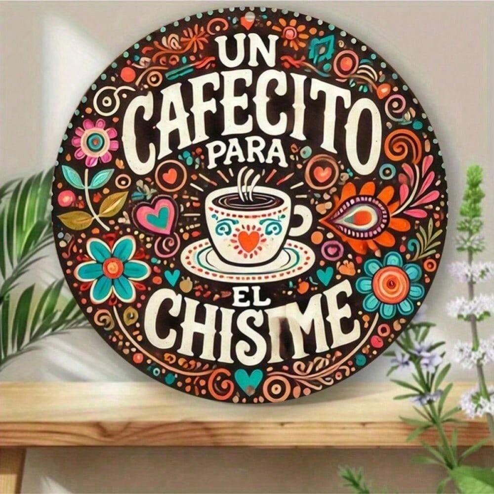 Vintage Rond Metalen Wandkunst 8 inch Spaanse Koffie Decor Bord Un Cafecito Para El Chisme