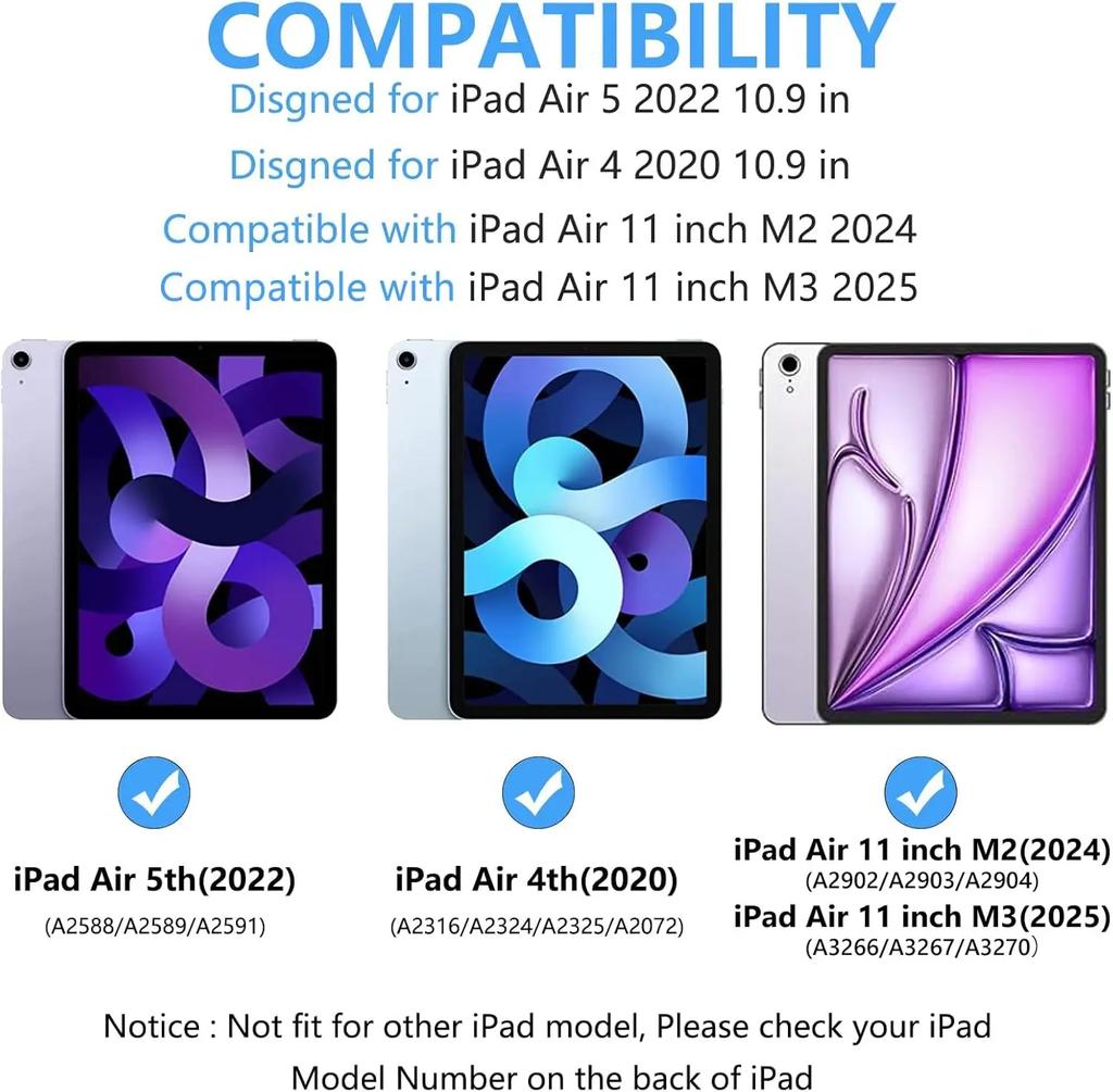Cover For iPad Air 11 inch M2 M3 Tablet Case with Keyboard for iPad Air 5 Air 4th Gen 10.9 inch Keyboard Case Funda