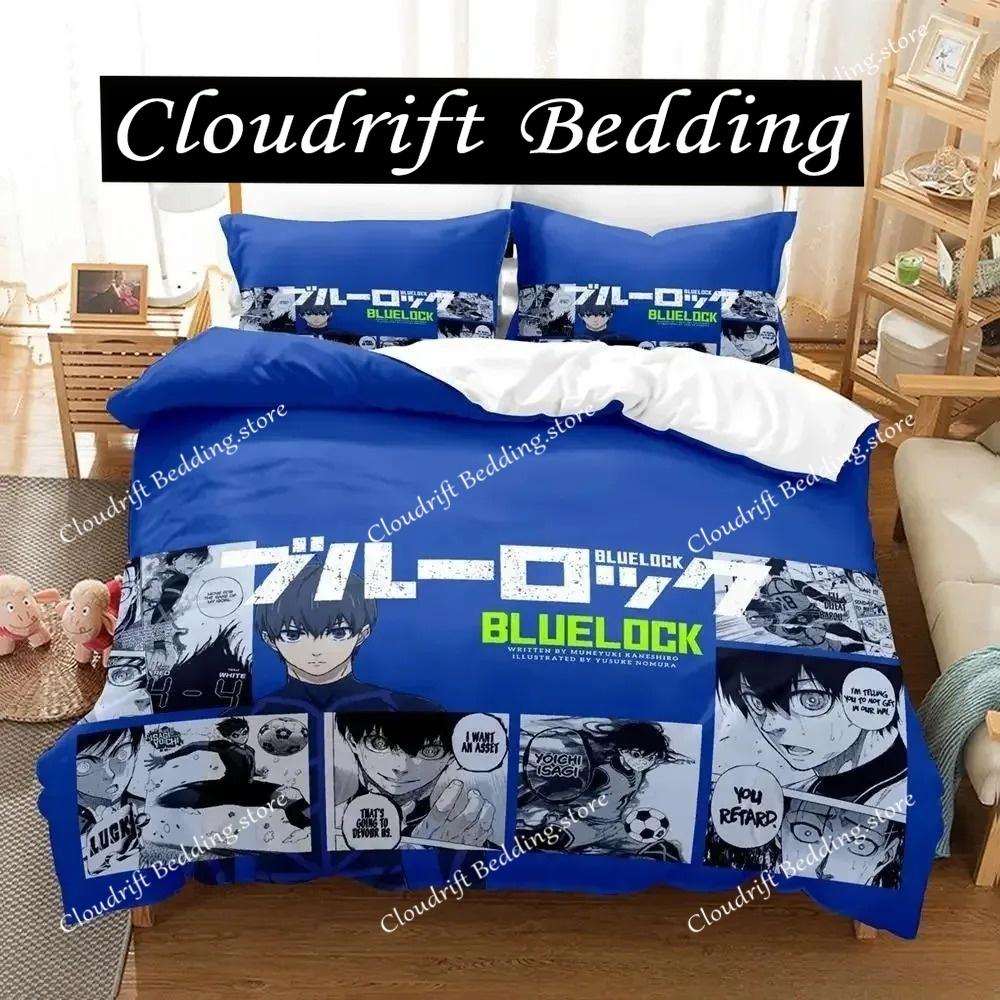 New B-Blue L-Lock Bedding Set Single Twin Full Queen King Size Bed Set Adult Kid Bedroom Duvet Cover Sets 3D Anime Bed Sheet Set