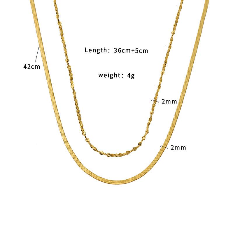 316 Stainless Steel Double Layer Necklace Vacuum Plated Non-Fading Double Layer Chain Necklace Titanium Steel Necklace