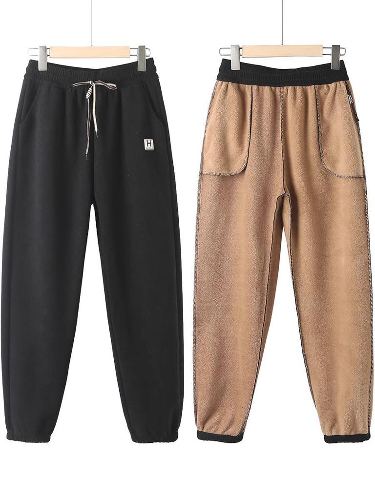 Mom's High-Waisted Tapered Pants - Plus Velvet, Midweight, Casual, Spring-Fall, Winter Wear