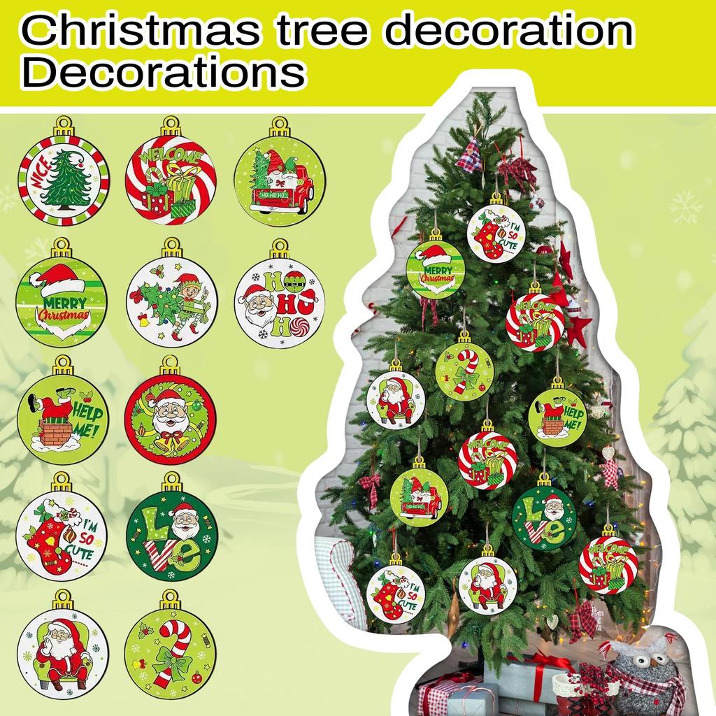 Wooden Pendant Set For Christmas Tree Decoration