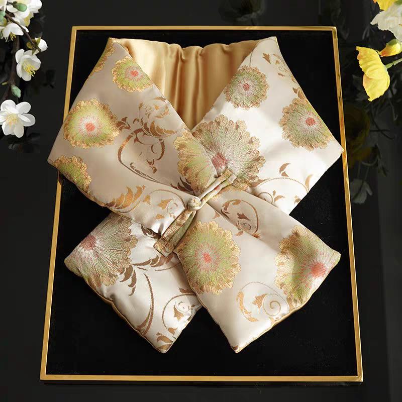 Women s Double Layer Chinese Silk Scarf: Autumn/Winter Neck Gaiter