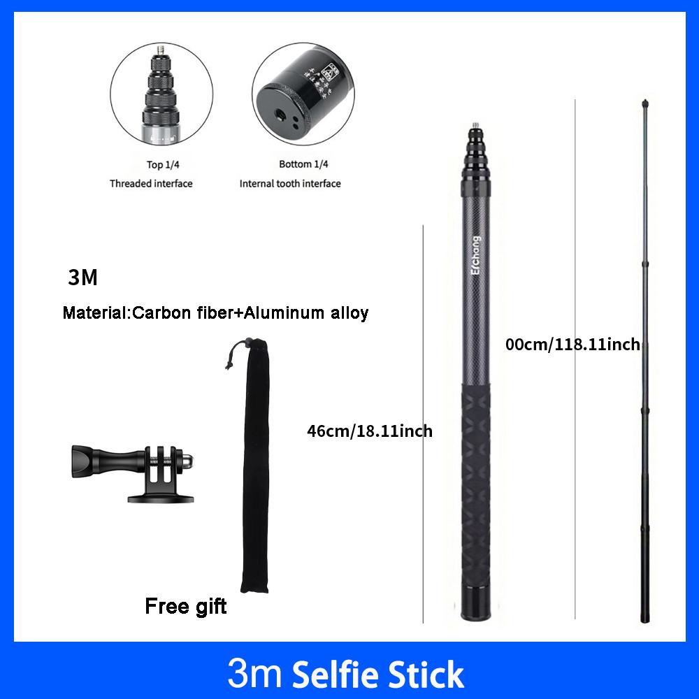 For Insta360 X6 X5 X4 X3 Carbon Fiber Invisible Selfie Stick 1.5m 3m Time Bundle Tripod Handle for Insta 360 Accessories 7