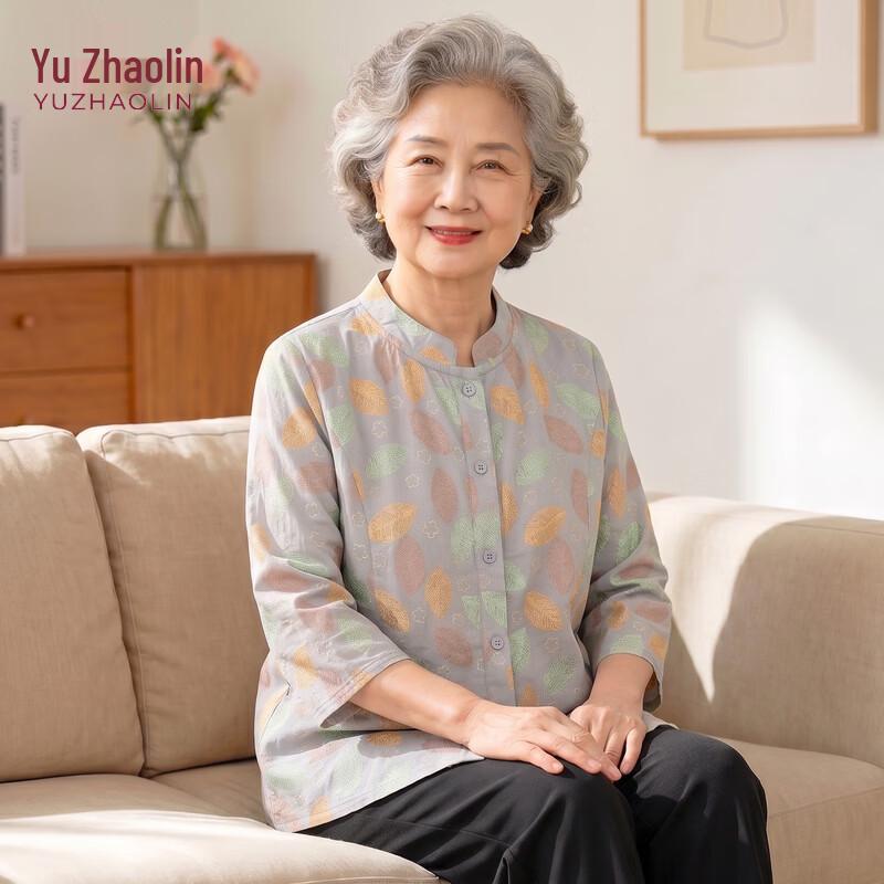 YUZHAOLIN Women s Pure Cotton Printed Blouse 4XL