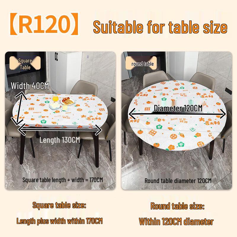 

ZISIZ Printed Disposable Tablecloth with Elastic Drawstring