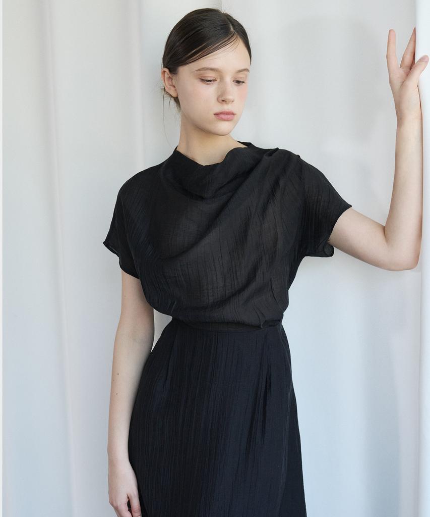 Bye Bye Seop Dolman Cowl Neck Dress Black [T62]