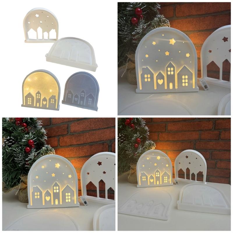 Flexible Silicone Mold for Night Lamp Decoration Mold Decorative Arched House Table Ornament Mould Jewelry Making Tool