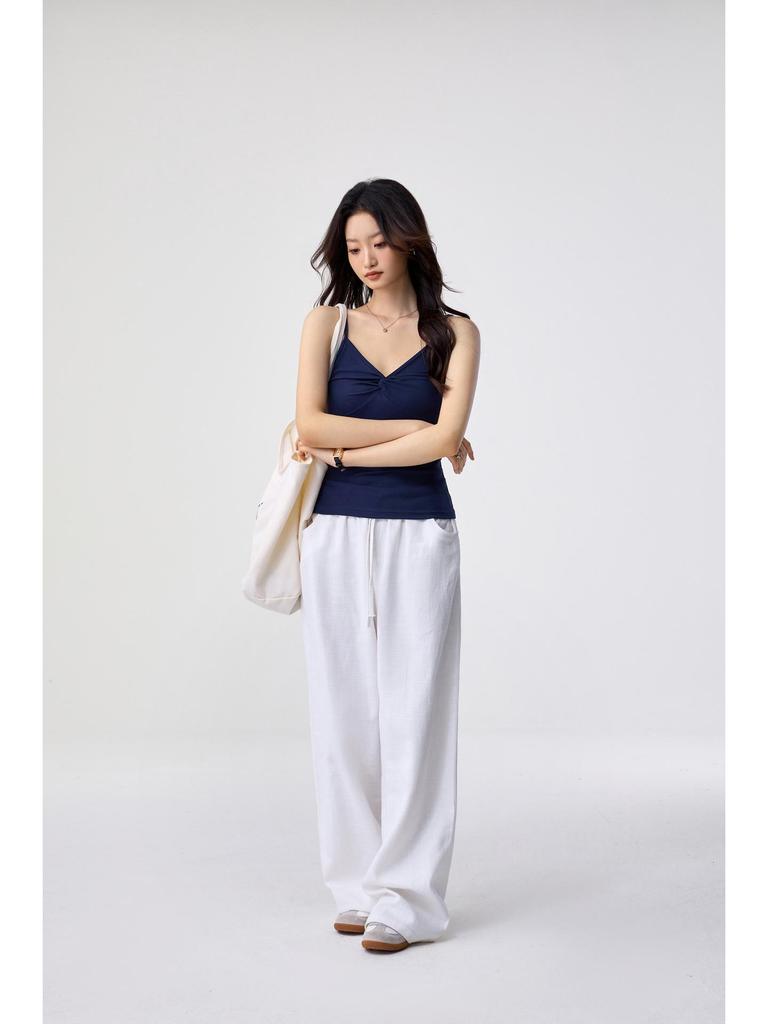 Damen Sommer Tencel Lyocell V-Ausschnitt Camisole - 260g Ärmelloses Rückenfreies Oberteil im Sanften Stil