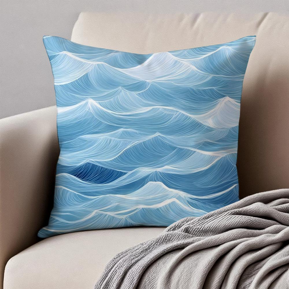 Elegant Chinese Traditiona Wave Cliff Pattern Cushion Cover Pillowcase Antidustmite Invisible Zipper Short Plush Sofa Cushion