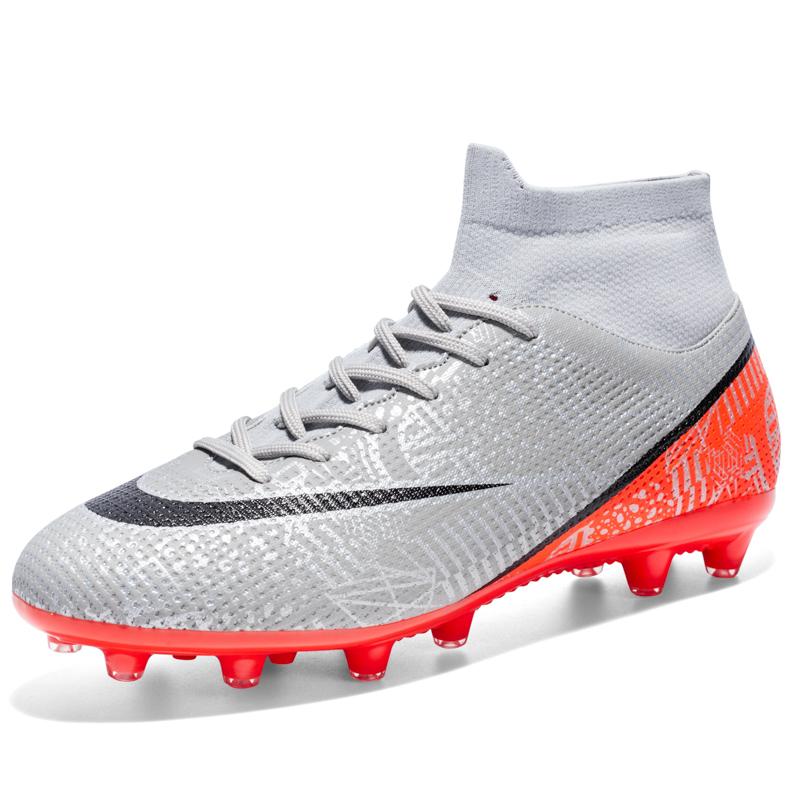 High Top Men Soccer Shoes FG/TF Anti-Skid Male Football Boots Kids Grass Training Ankle Cleats Soccer Sneakers