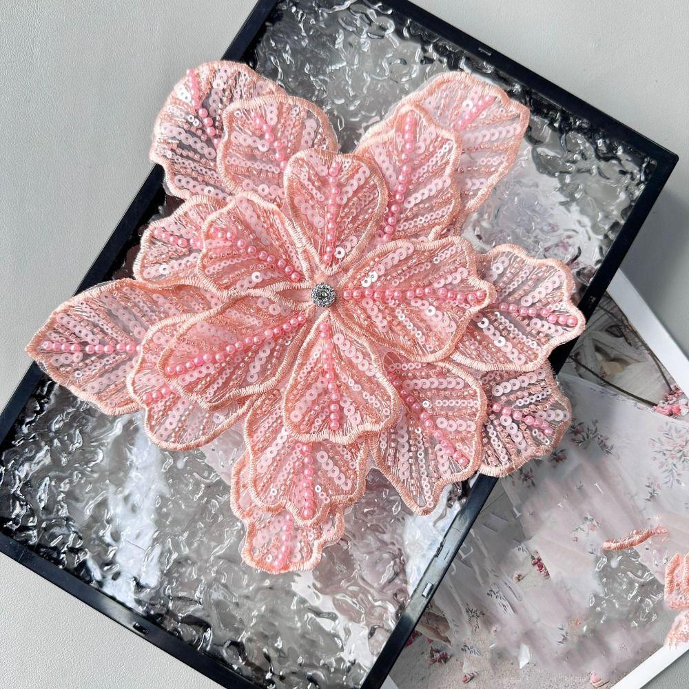 Embroidered Clothing Patches Sequin Clothing Applique DIY Flower Multi-layer Appliques  Women