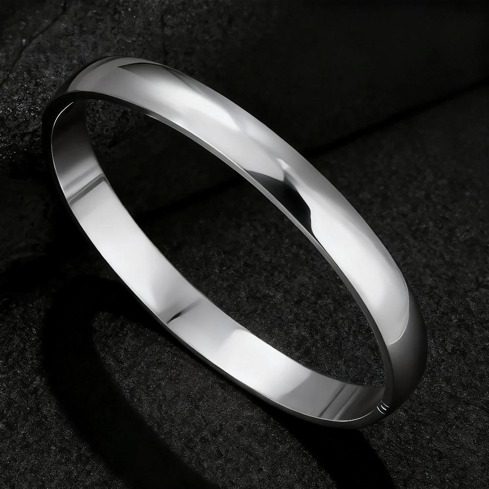 Sleek European-Style 8mm Stainless Steel Buckle Bracelet for Couples