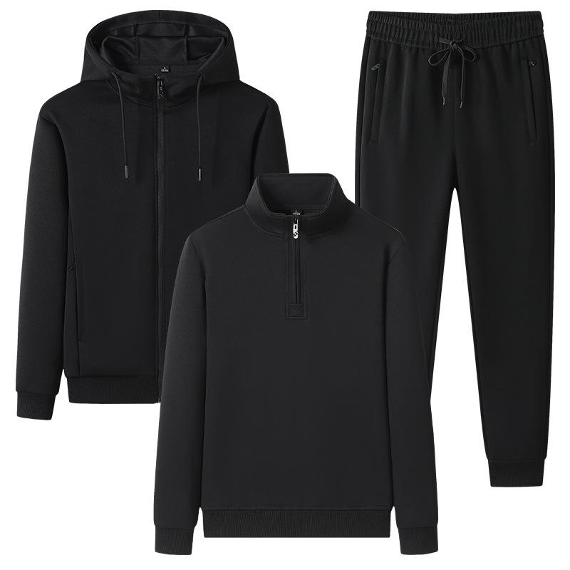 Men Spring Autumn Clothing Hooded Hoodies Suit Male 3 Pieces  Set Sweatshirt + Sweatpants Tracksuit Men Sportswear Sets