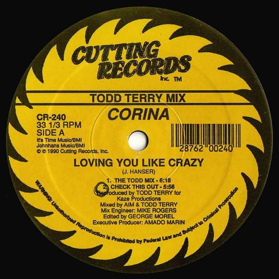 

12inch Record CORINA Loving You Like Crazy CR240 Cutting Records 1990 US Dance Electronica Used