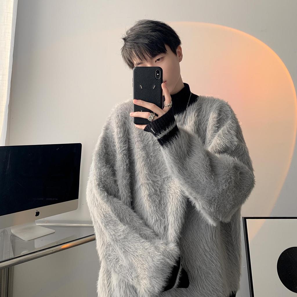 Pánský podzimní/zimní volný korejský pletený svetr s třásněmi