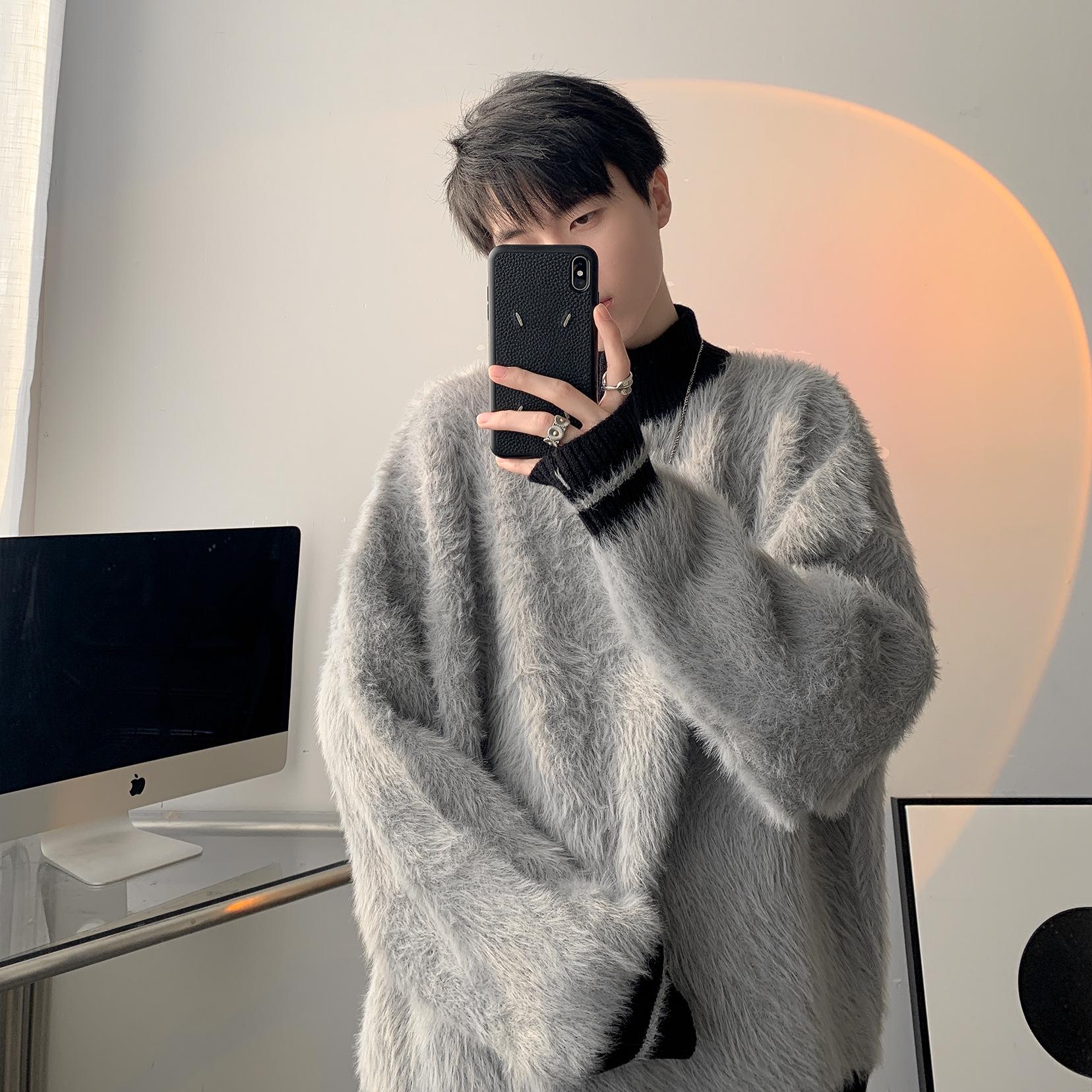 

Men s Autumn/Winter Loose Fit Korean Knitted Sweater with Tassel Details XL сірий колір