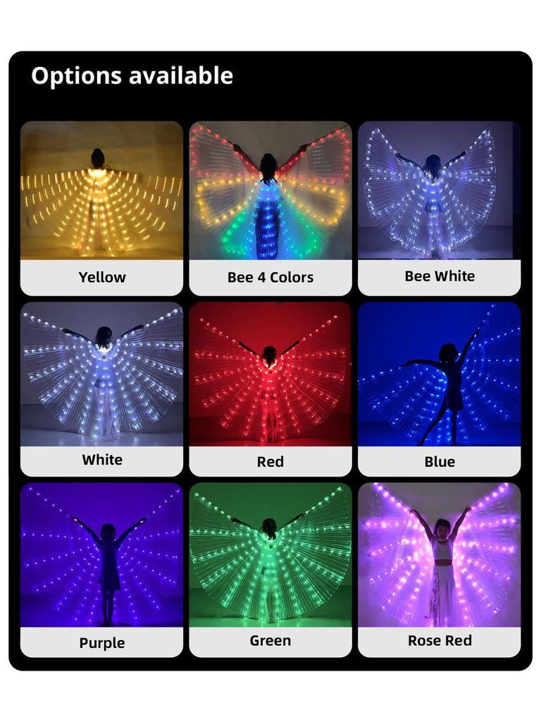 LED Leuchtendes Kinder Bauchtanzkostüm mit bunten leuchtenden Flügeln
