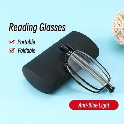 Faltbare hochauflösende Lesebrille für Herren, Blaulichtblockierende Anti-Ermüdungs-Brille, tragbare ultraleichte Metallbrille