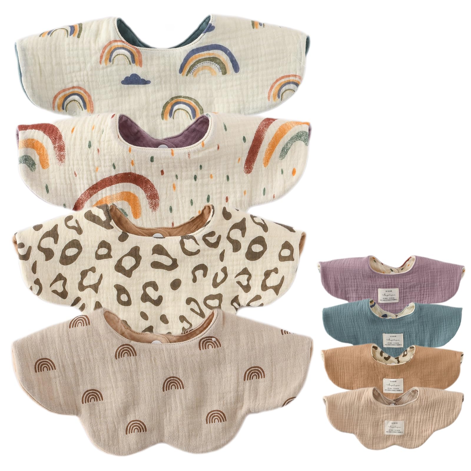 

Set of 4 Baby for Girls and Stylish Newborn Solid Mealtime Baby Baby Shower Gift [GoUseGo] Bibs, Double-Sided, 6-Layer Gauze, Boys, Bibs, 360-Degree