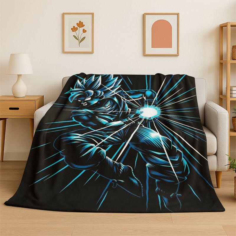 Cartoon D-Dragon Ball Anime Game Flannel Blanket Soft Warm Throw Blanket for Bedroom Living Room Bed Travel Camping Picnic Kid