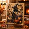 Rękodzieło Mozaikowe DIY dla Dorosłych Halloweenowy Zestaw Artystyczny z Sztucznymi Perłami, Strasznie Urocze Rzemiosło Malowania Koralikami 3D, Relaksujące Sztuki Gotycki Duch Dynia Kot Wrona Ściana Dom
