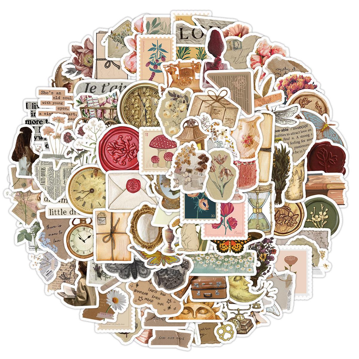 

100 Retro Style Retro Stamps Graffiti Stickers Children s Stickers Water Cup Computer Waterproof Decorative Stickers