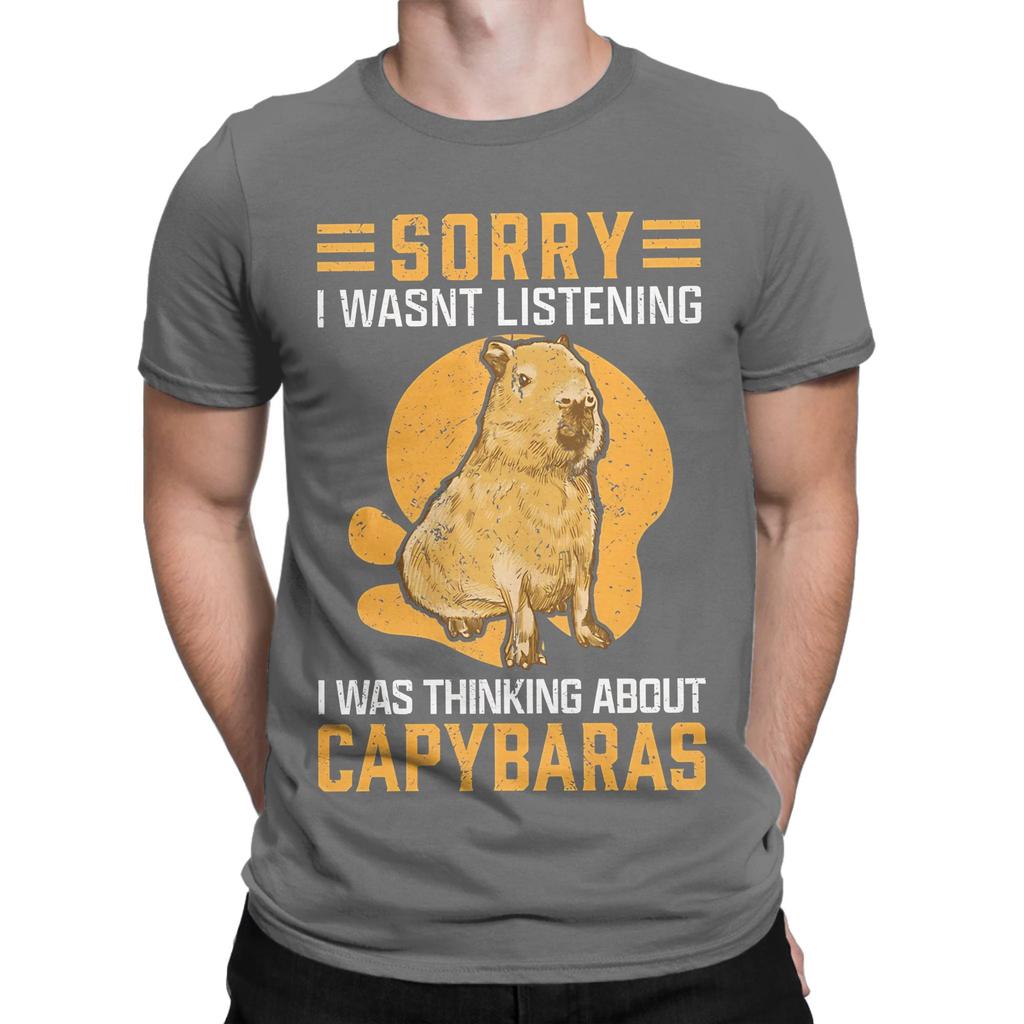 Capybara Distracted South American Capybara Funny 100 Cotton TShirt Capybara Tops Tees For Unisex